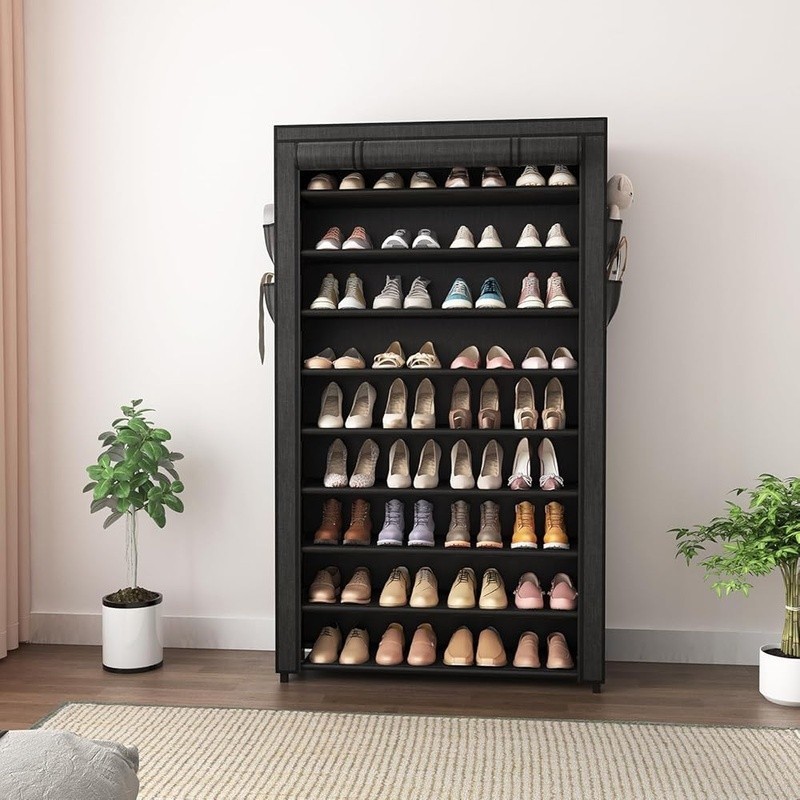 10 Tier Adjustable Shoe Rack Dustproof Organizer Portable Storage Solution New