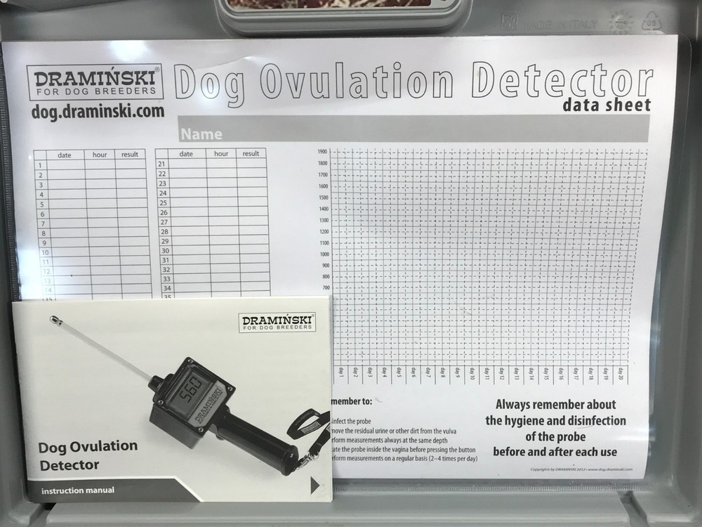 Draminski Dog Ovulation Detector ED23723 With Case Manual & Data Sheet