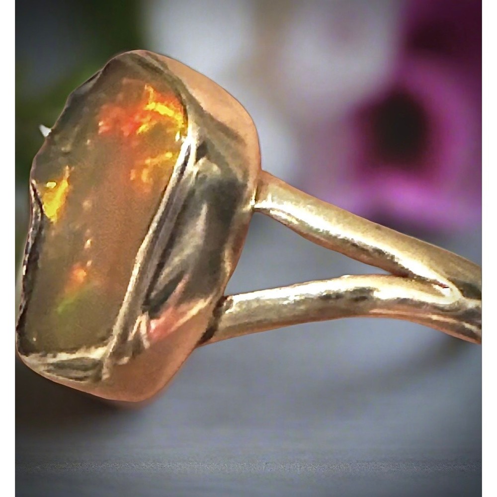 Rough Ethiopian Opal Sterling Silver Ring Size 8.5