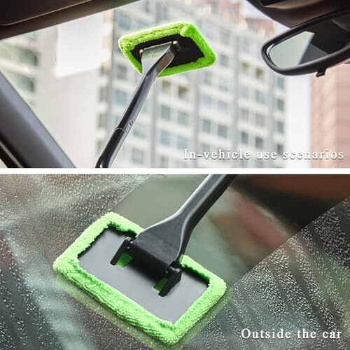 Car Windshield Cleaning Tool, Microfiber Window Cleaner with 4 Washable