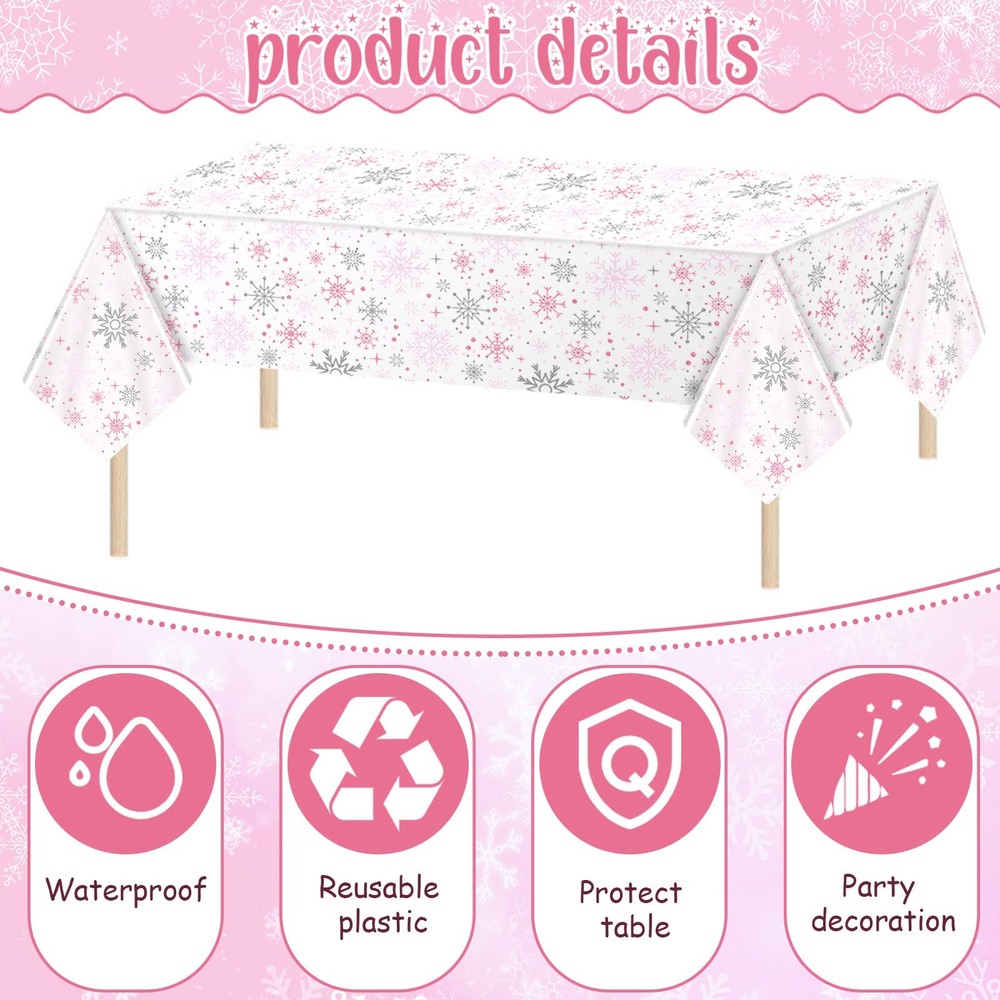 6 Pcs Winter Snowflake Tablecloth Party Decorations Winter Snowflake Wonderla...