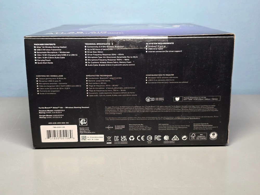 Turtle Beach Atlas Air Wireless Open Back PC Gaming Headset Wireless, Bluetooth