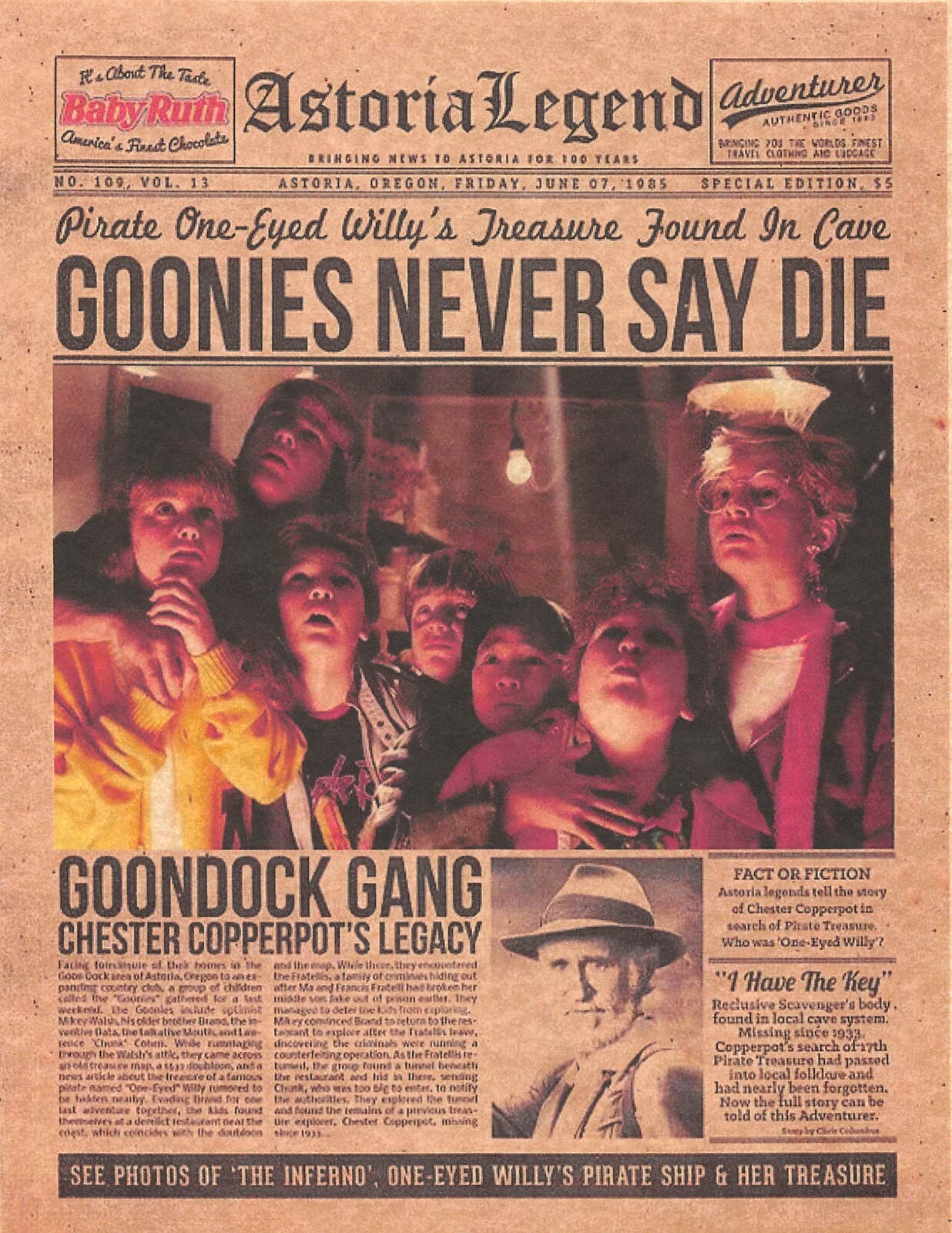 1985 The Goonies Astoria Legend Goonies Never Say Die Chunk Mikey 💀🟡💀