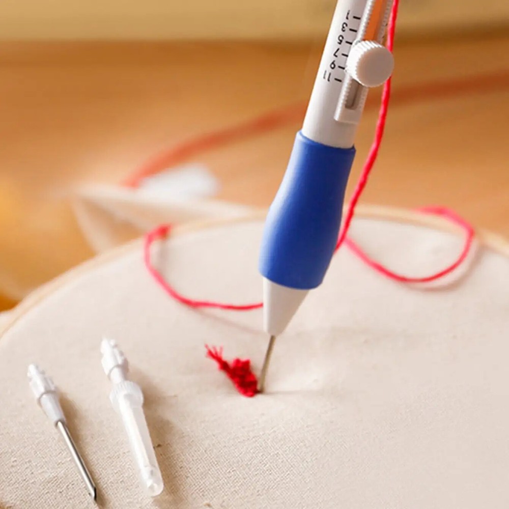 1 Set Magic Embroidery Pen Pratical Abs Plastic Diy Interchangeable Punch Needle