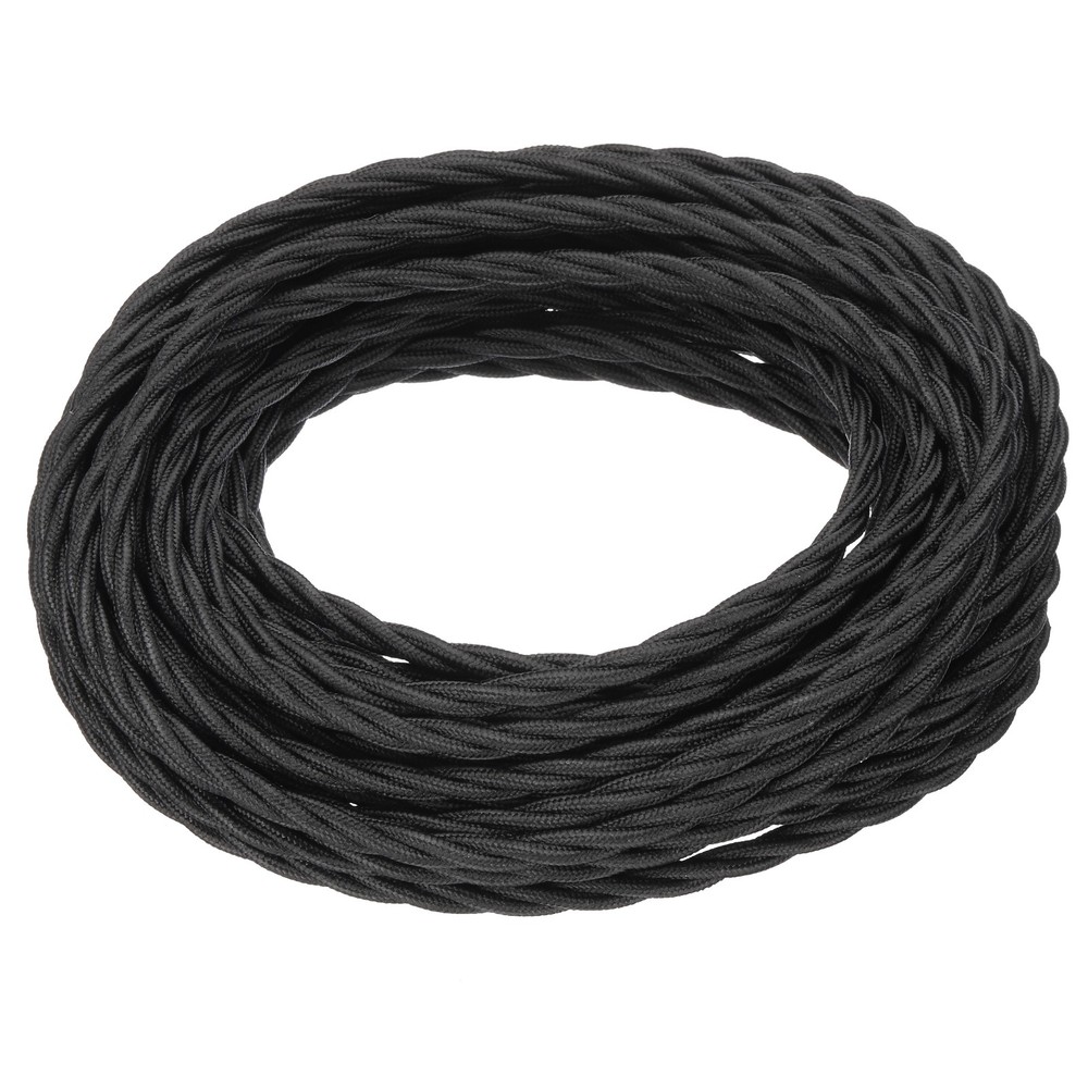 32.8Ft 18/3 Twisted Cloth Covered Wire, Black