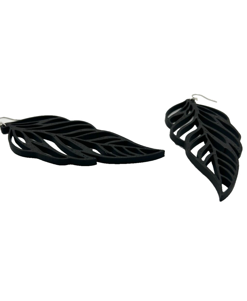 Leaf Motif Dangle Earrings - 3D Printed - Bold
