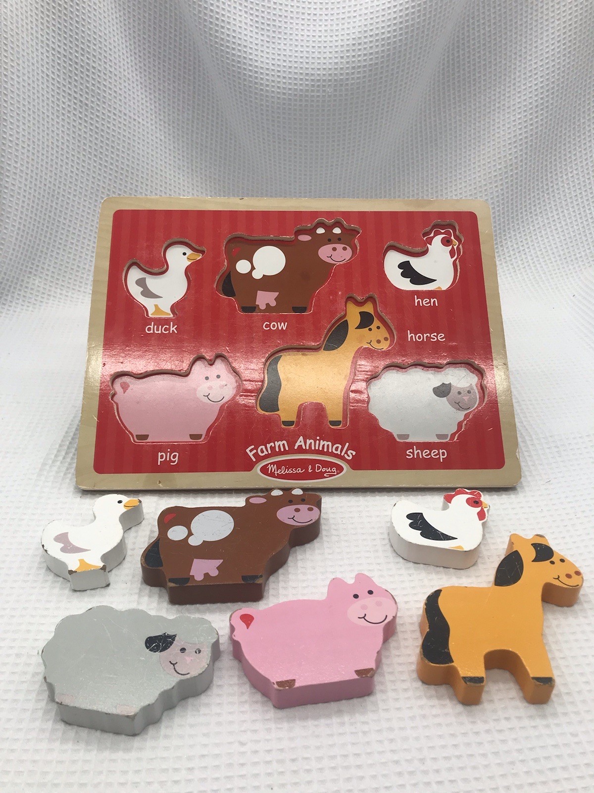 Wooden Chunky Peg Puzzle Lot 4 Melissa & Doug Zoo Farm Animals Pets Dinosaurs￼￼