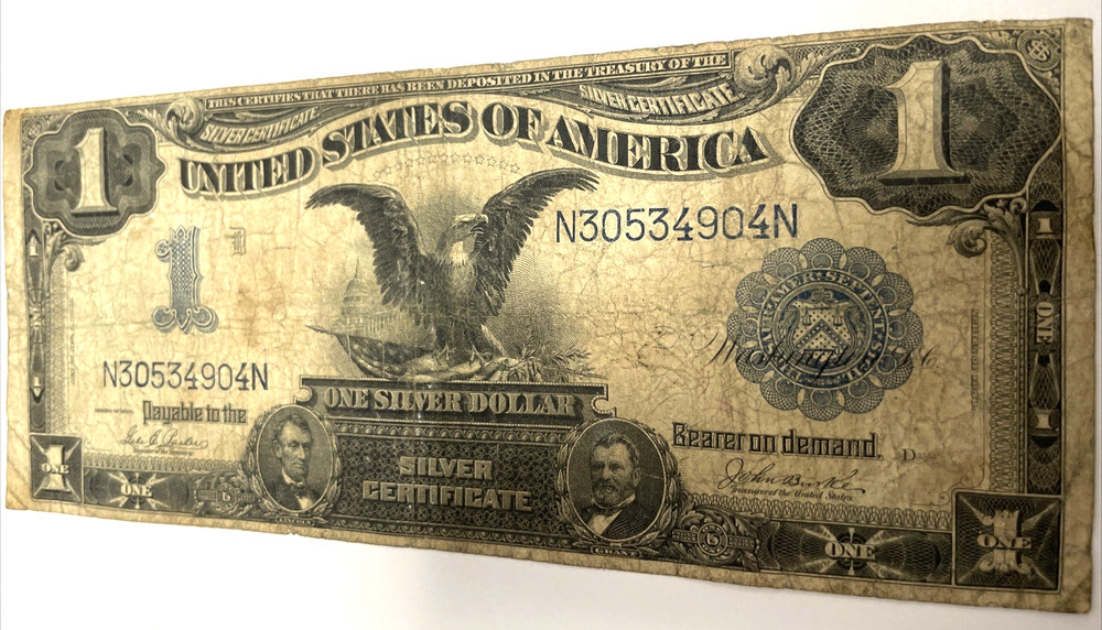 1899 $1 SILVER CERTIFICATE BLACK EAGLE, LARGE NOTE KEY DATE BLUE SEAL VERY NICE