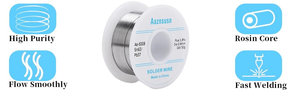 63-37 Tin Lead Rosin Core Solder Wire for Electrical Soldering (0.8mm 50g)