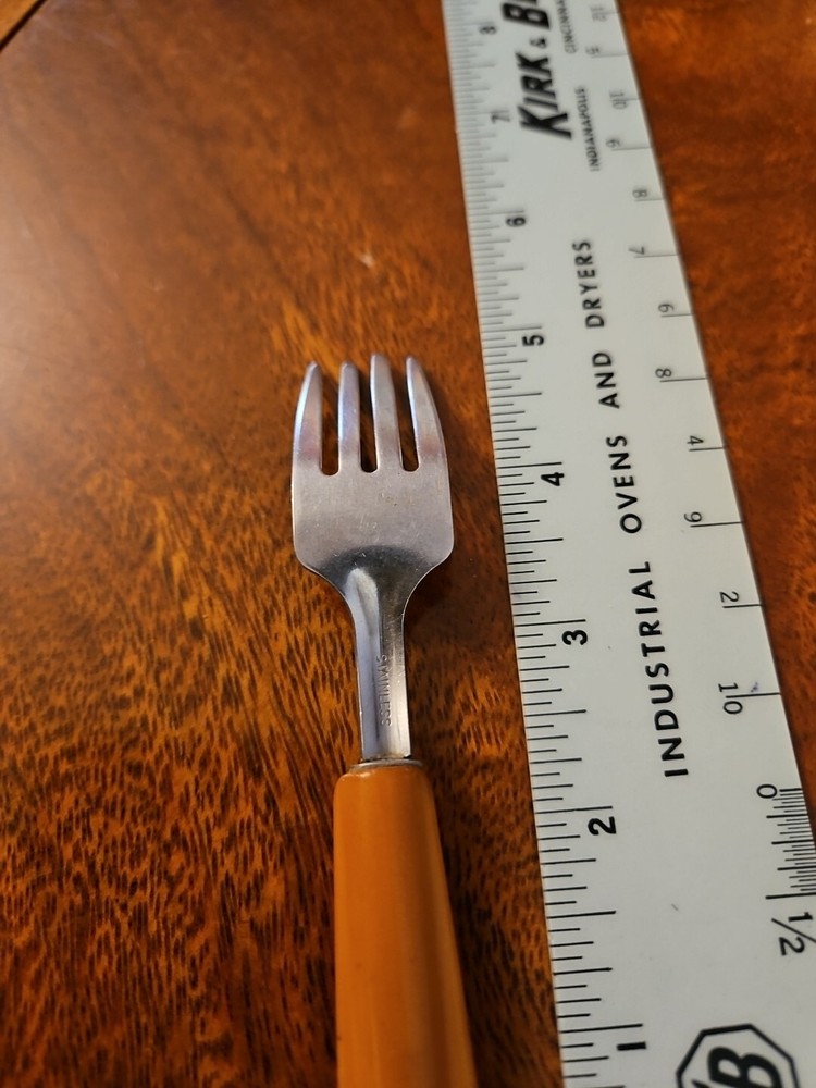 Vintage Butterscotch Bakelite Toddler Fork 5"