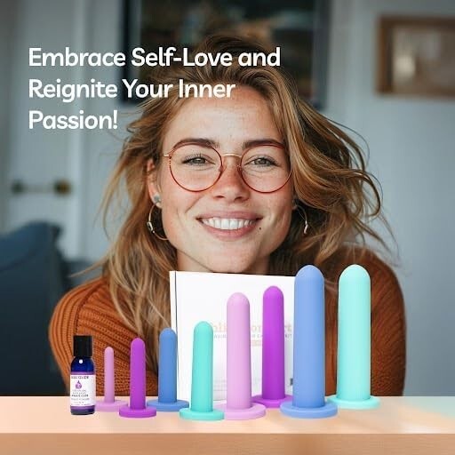 8 Vaginal Dilator Kit - Premium Silicone Pelvic Floor Exerciser with Bag & Glide