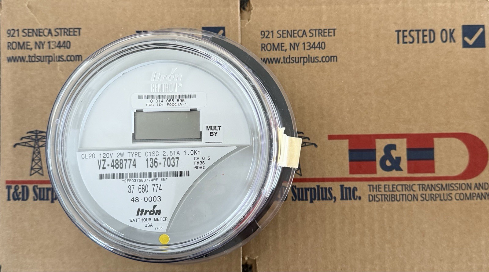 ITRON - WATTHOUR METER (KWH) C1SC - CL20, 120V, FM3S, 5 LUGS - TRANSFORMER RATED