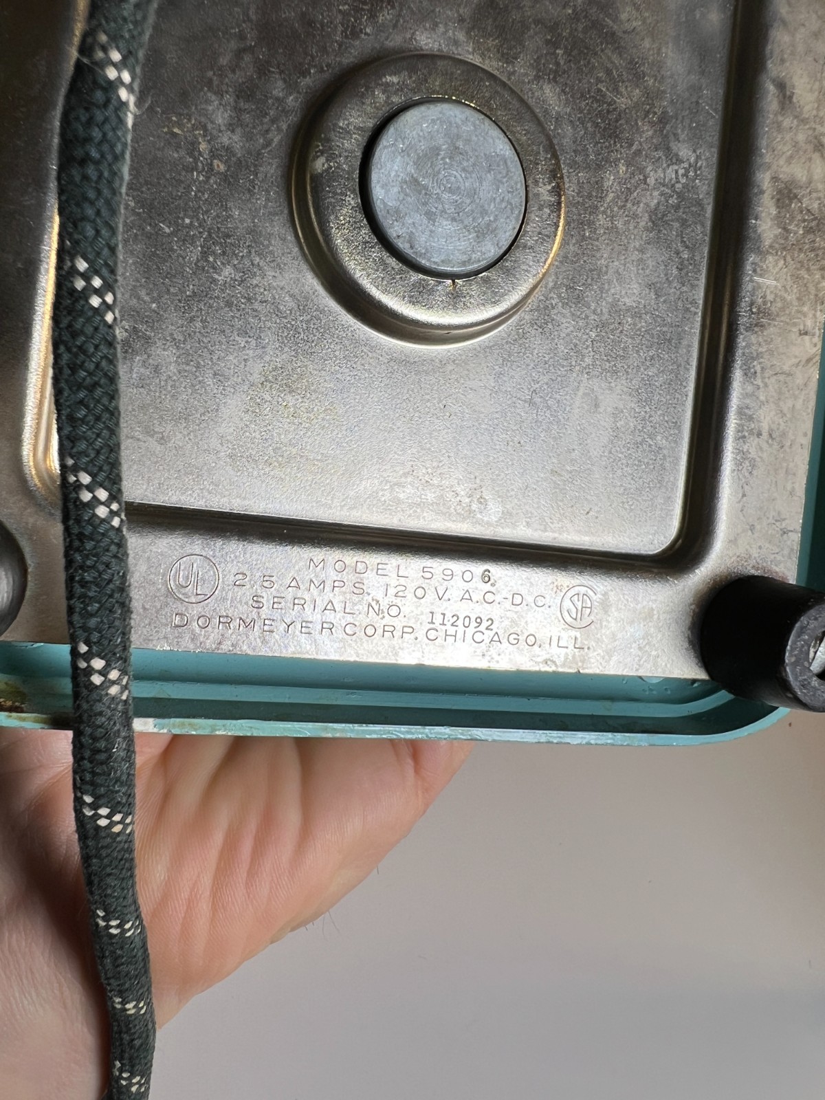 Vintage 1950s Dormeyer Model 5906 Turquoise Teal Blender Glass Chef Logo CHICAGO