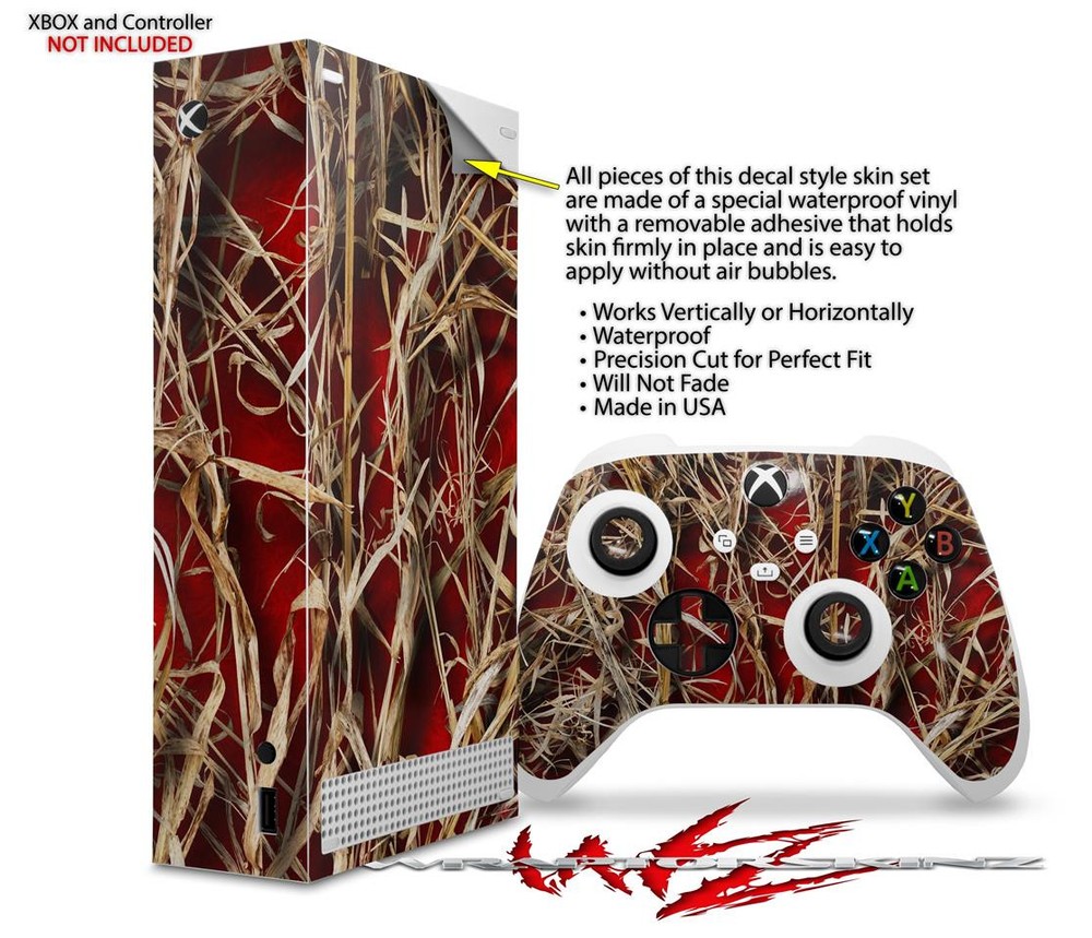 Skin Wrap for XBOX Series S Console Controller Grassy Marsh Camo Red