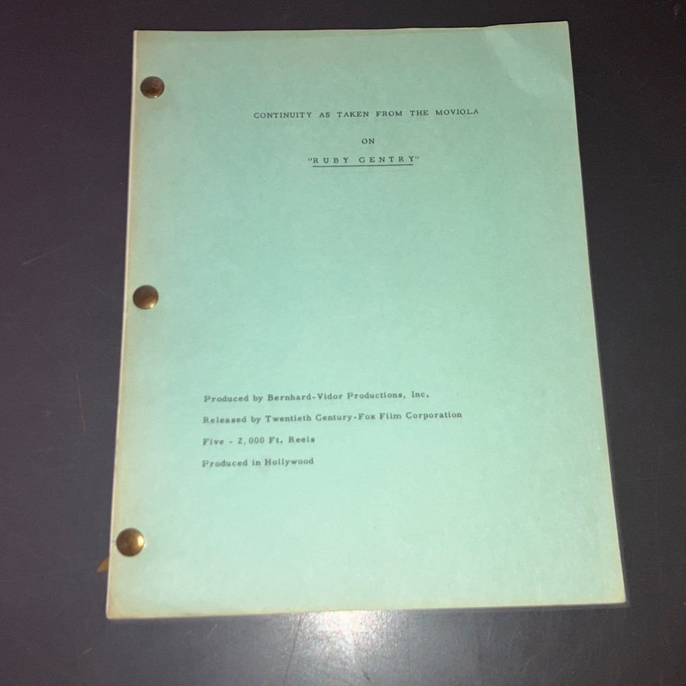 RUBY GENTRY (c1952) Heston/Jones - Scarce Moviola Continuity / SELZNICK +COA!