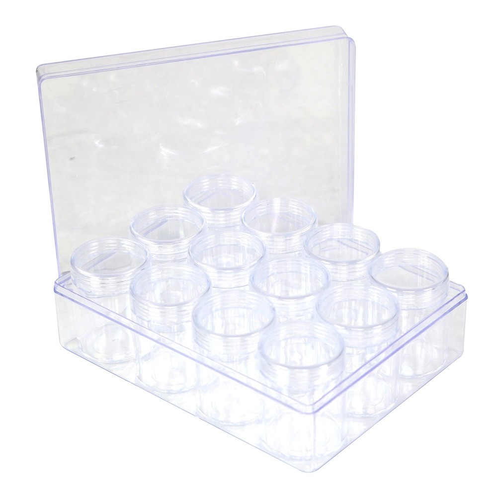 12-Unit Plastic Beading Craft & Hobby Storage Box Clear Single)