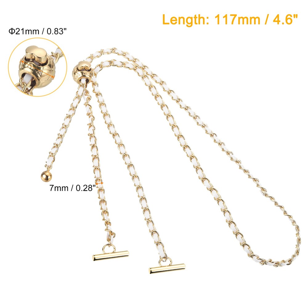 Purse Chain Strap, 46 Inch Adjustable Chains Strap White/Light Gold