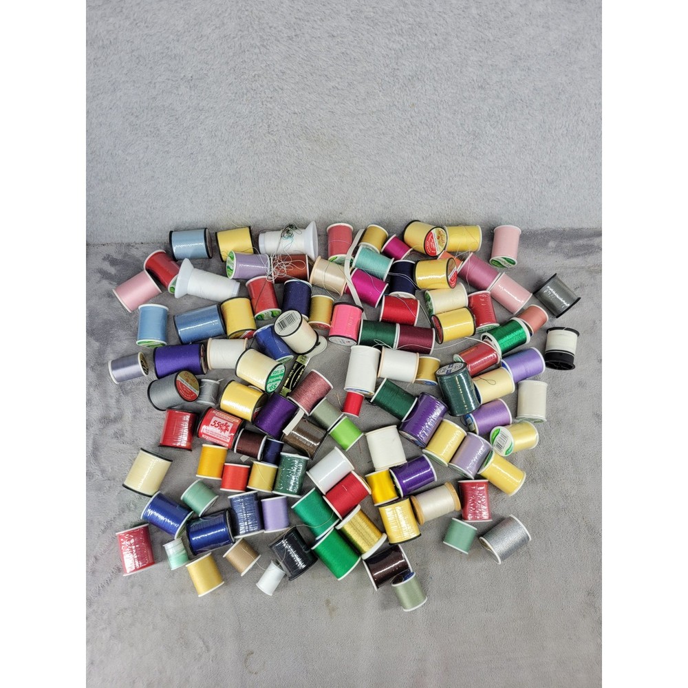 Vintage Mixed Sewing Thread Lot 100% Polyester Spools Multicolor Bulk Crafting
