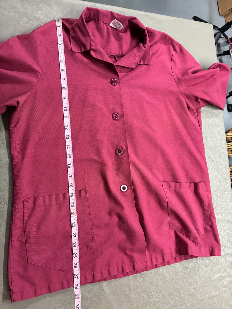 Superior Uniform Group Burgundy Work Jacket Women’s Size Large Button Front Util