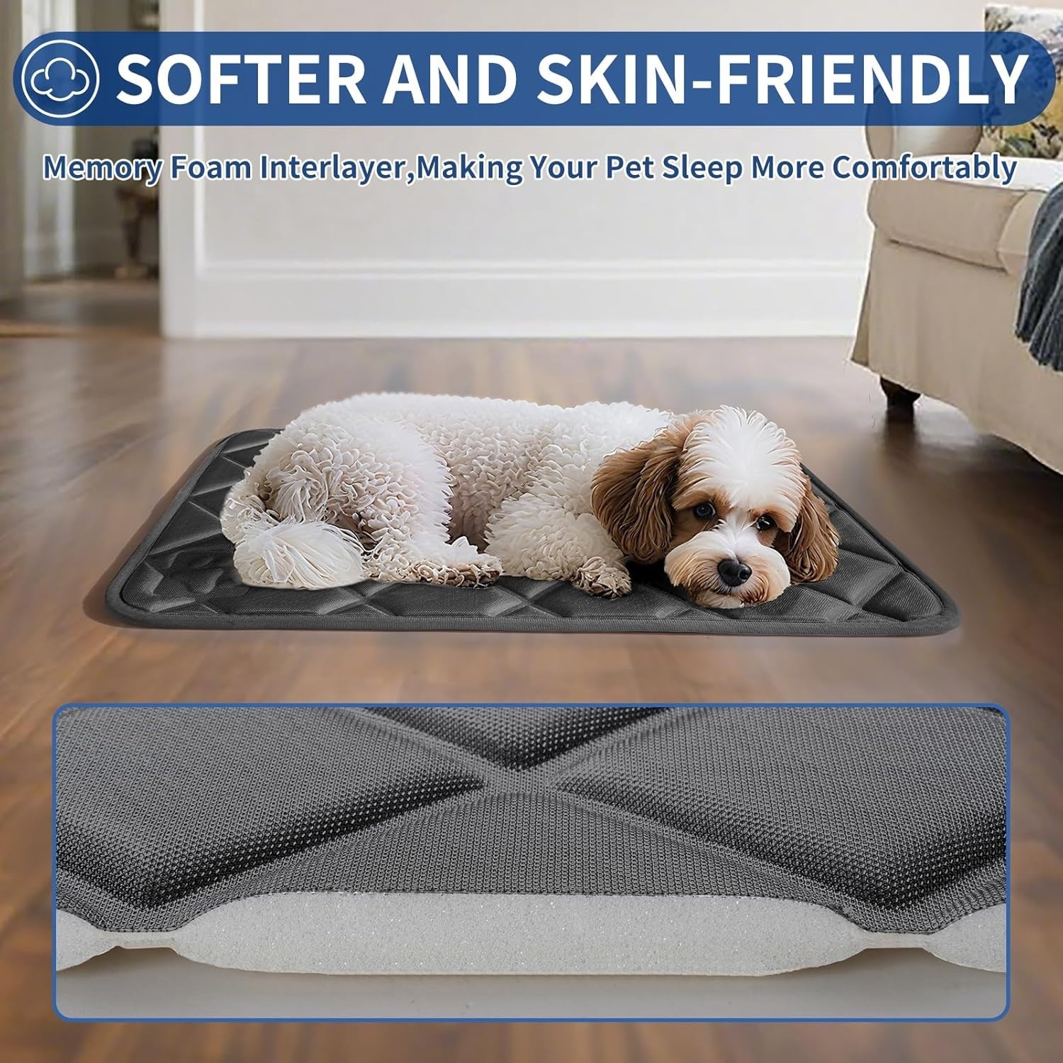 Dog Cooling Mat, Ice Silk Self Cool Pad for Dogs and Cats (35"x24", Black)