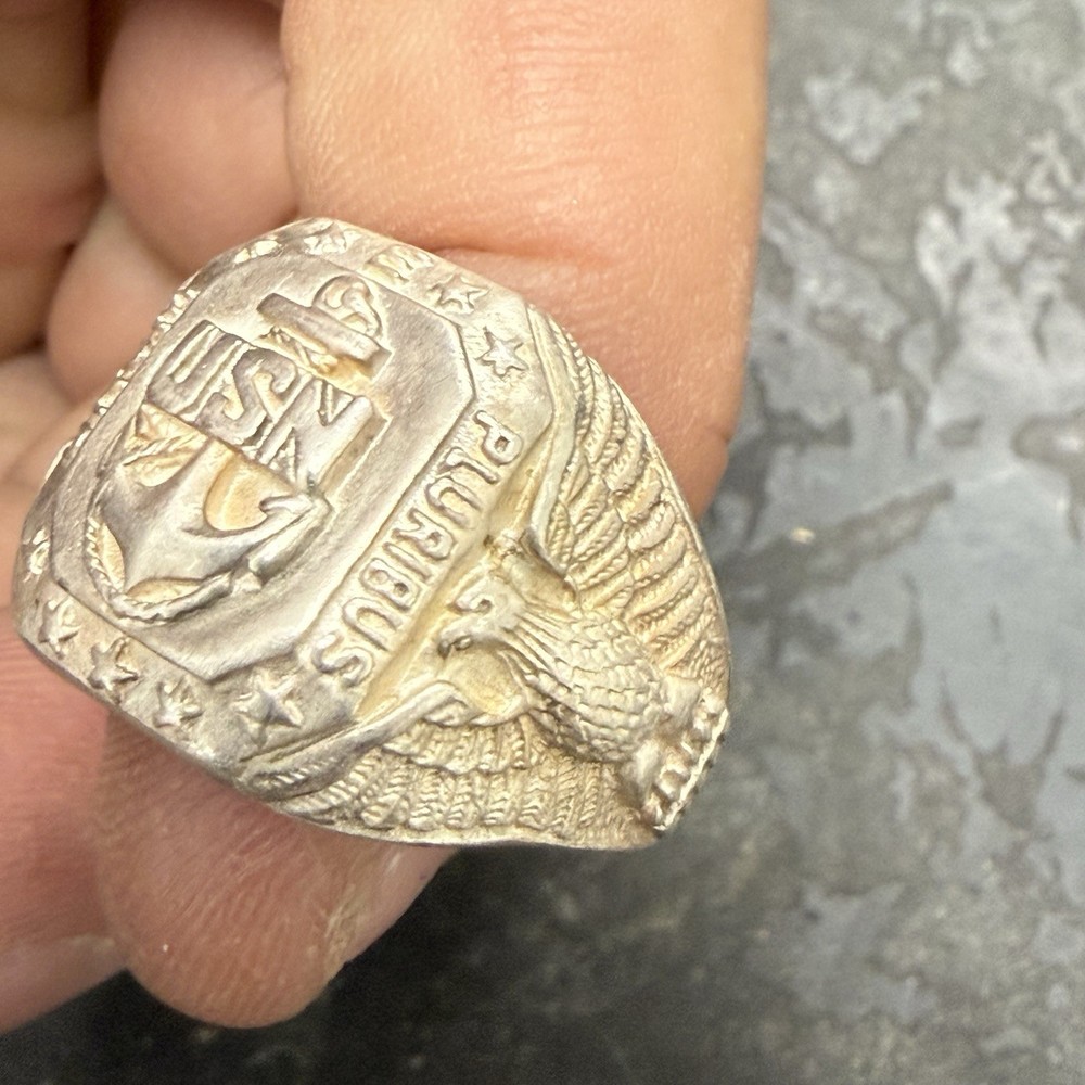Original WWII Sterling Silver US Navy Ring Size 10.5