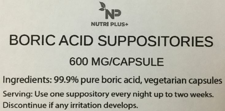 Boric Vaginal Suppositories 600 MG - 60 Capsules