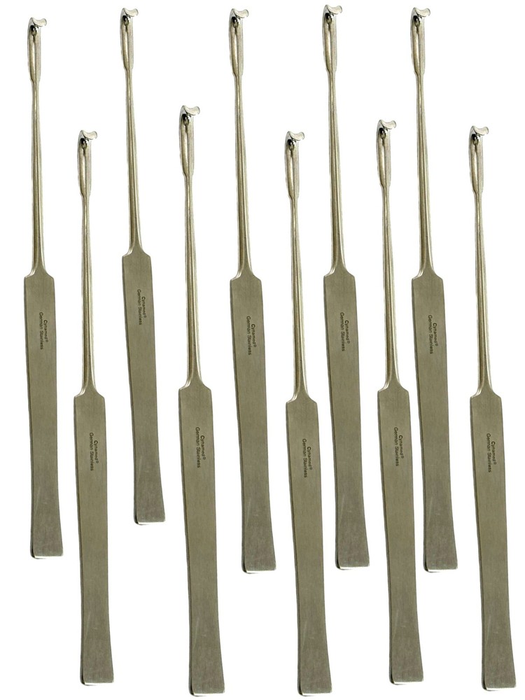 10 Pieces - Veterinary Spaying Hook Tool, Snook Hook 20cm (8in), Smooth, Flat