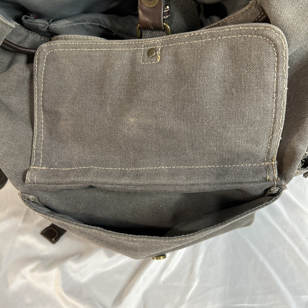 Cargoit Gray Canvas Backpack Magnetic Closures Pockets Straps and A Deep Inside