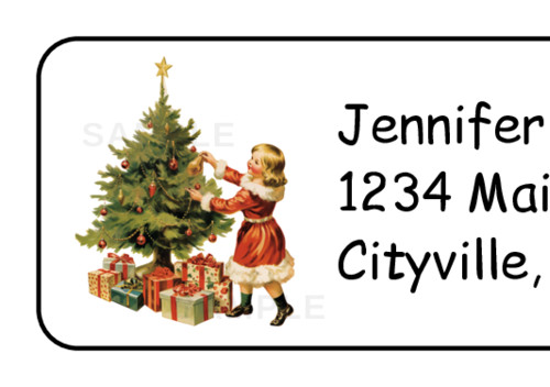 Nostalgic Christmas Tree Personalized Holiday Return Address Labels Sticker Tags