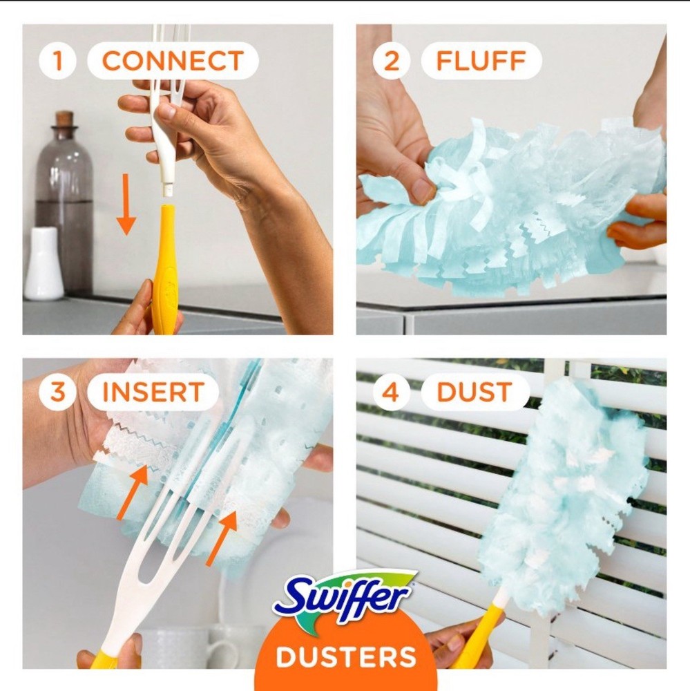 Swiffer Duster Kit 5 Refills, 1 Plastic Handle, Microfiber Heads