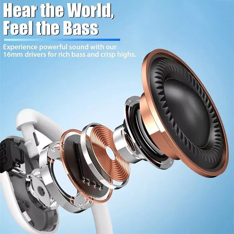 True Wireless Bone Conduction Headphones Bluetooth 5.4 Wireless Headset Earbuds