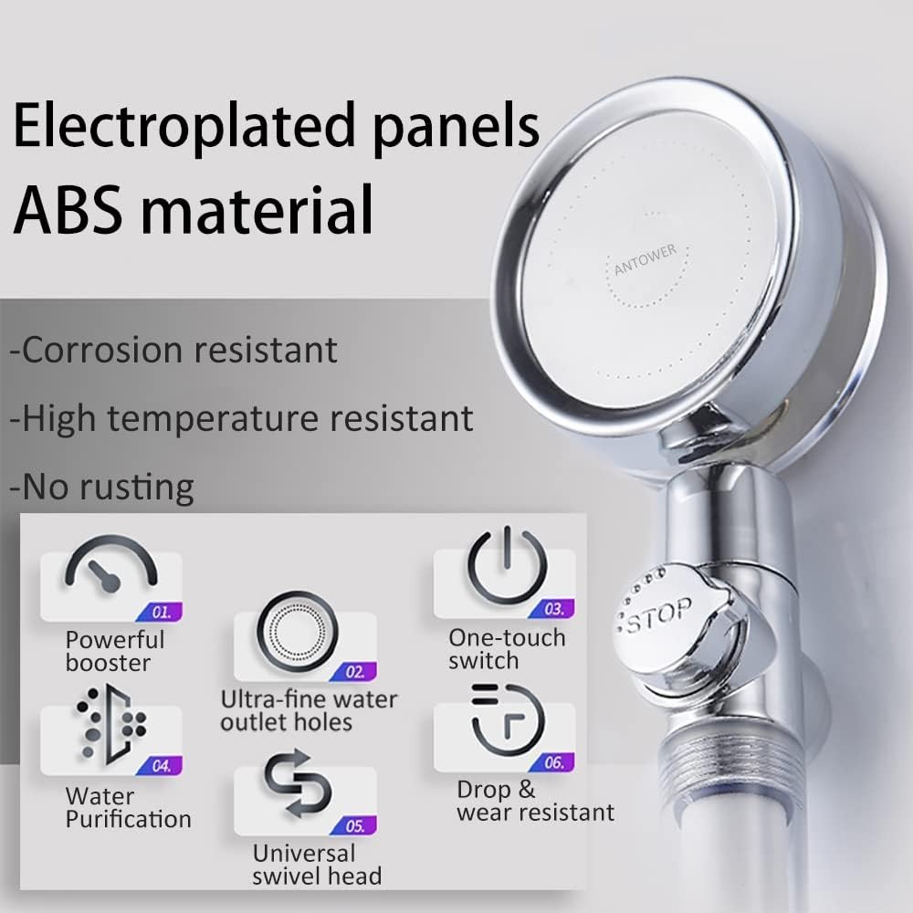 Luxury Features Handheld Shower Head with Powerful Filtration & Pause Switch