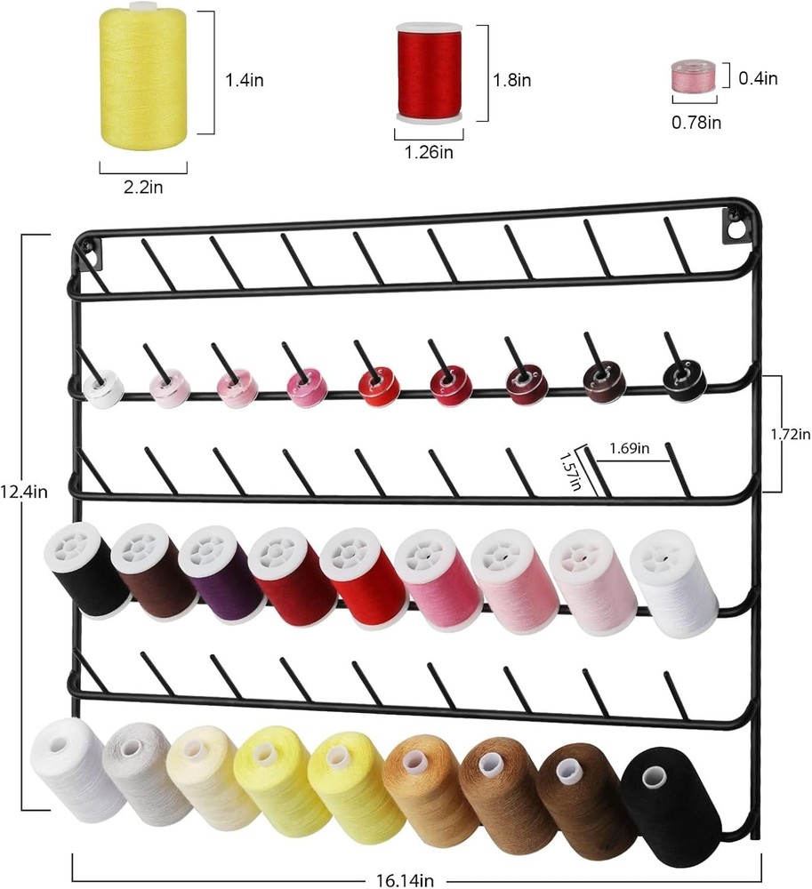 YBING Thread Holder Wall 2 Pack 54 Spools Thread Rack Wall Mount Embroidery S...
