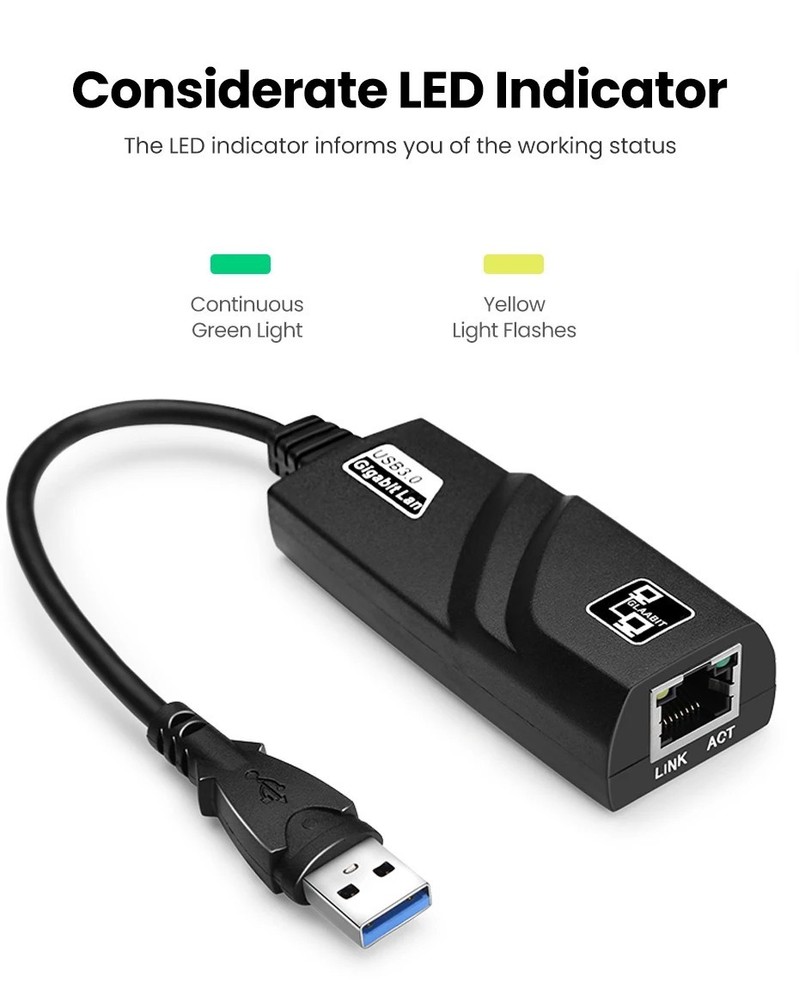 USB 3.0 Ethernet LAN RJ45 100Mbps Network Adapter For Windows PC