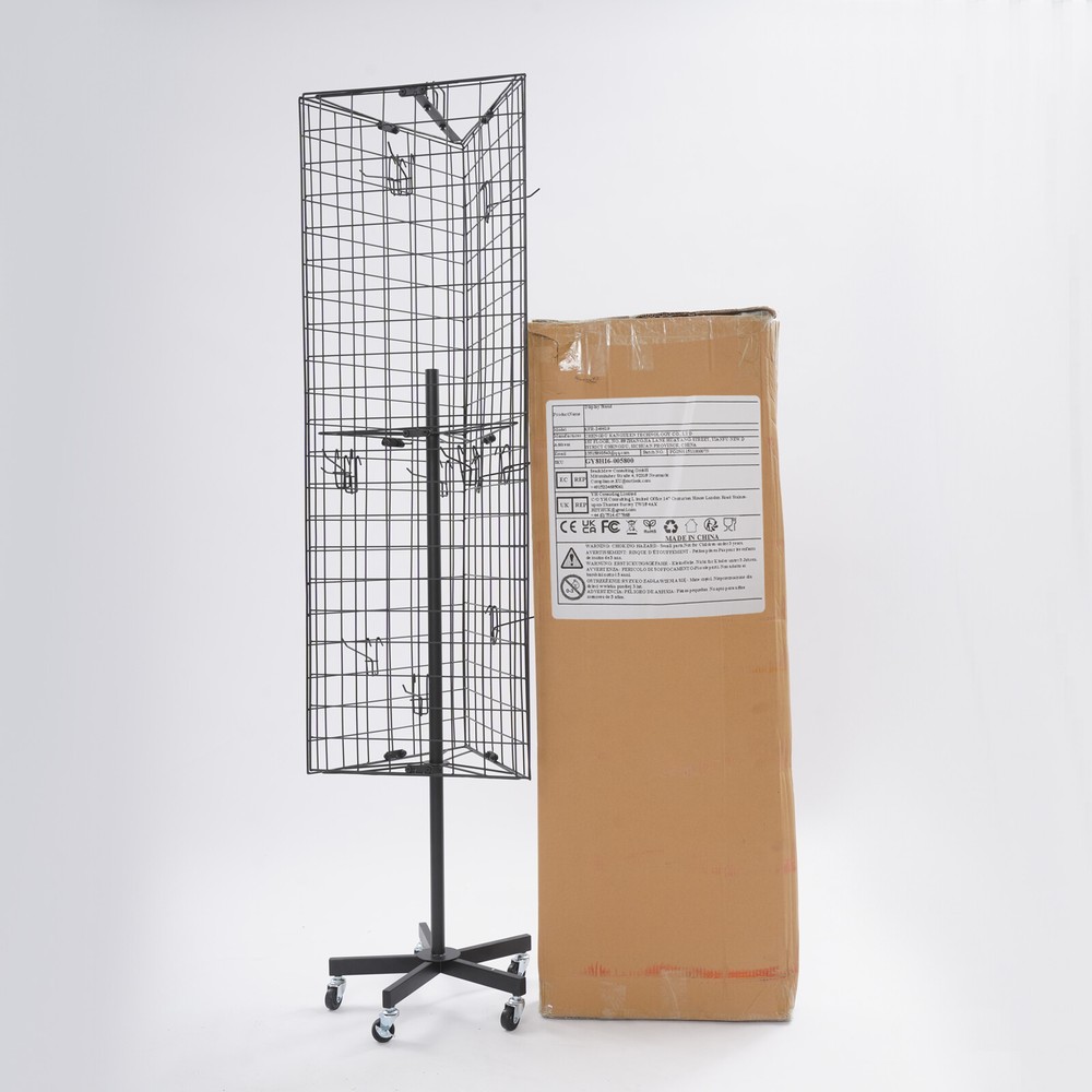 Floor Standing Gridwall Display Stand, Moveable Triangular Grid Panel, w/ Wheels