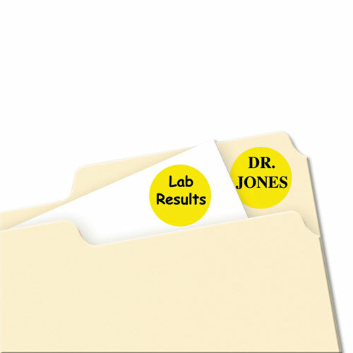 Printable Self-Adhesive Removable Color-Coding Labels, 0.75" dia., Yellow,