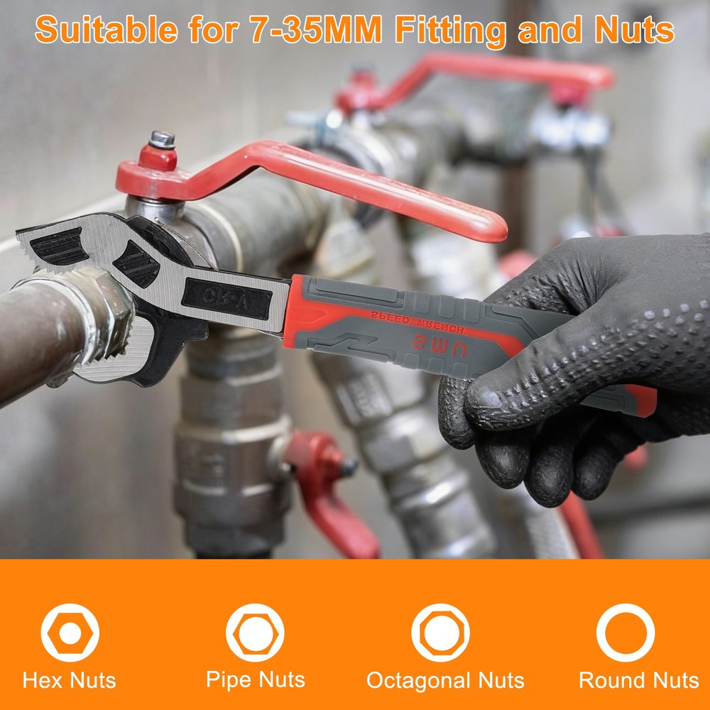 2pcs 6" & 10" Multi-function Magic Wrench Set Self-Adjusting Spanner Pipe Wrench