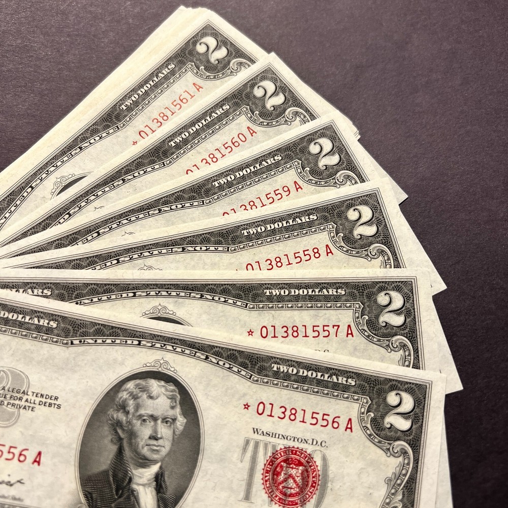 ✯ $2 Red Seal *STAR* Notes UNC ✯ Two Dollar Bill From CU Pack Consecutive✯