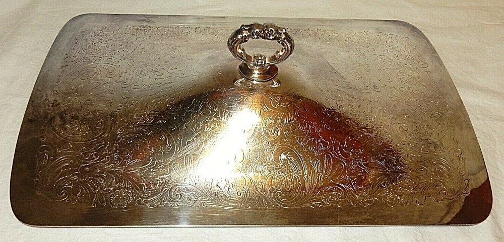 TOWLE RECTANGULAR SILVER PLATED FOOTED ELECTRIC CHAFING DISH (NO GLASS INSERT)