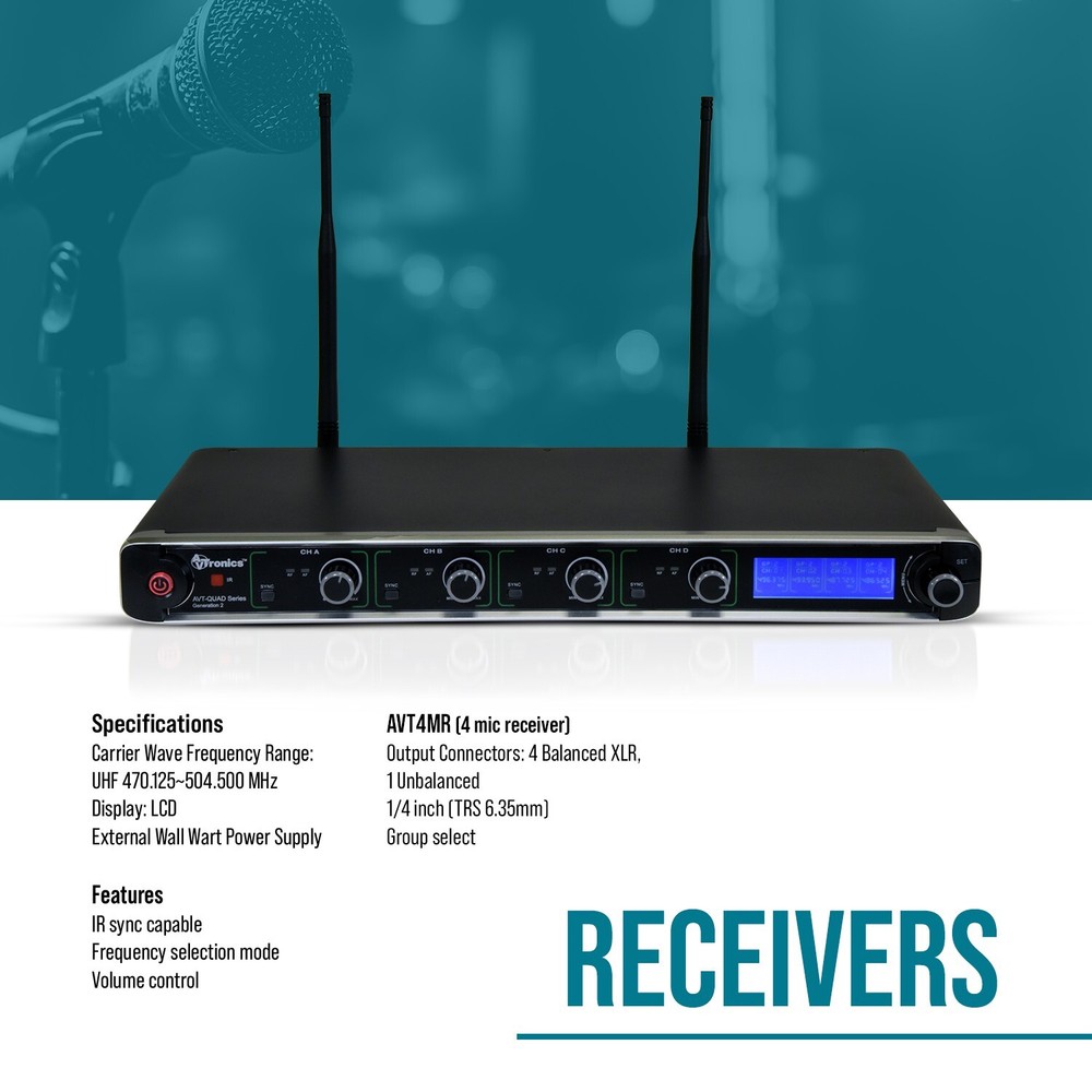 AVTronics Professional 200 Channel UHF Wireless Microphone System