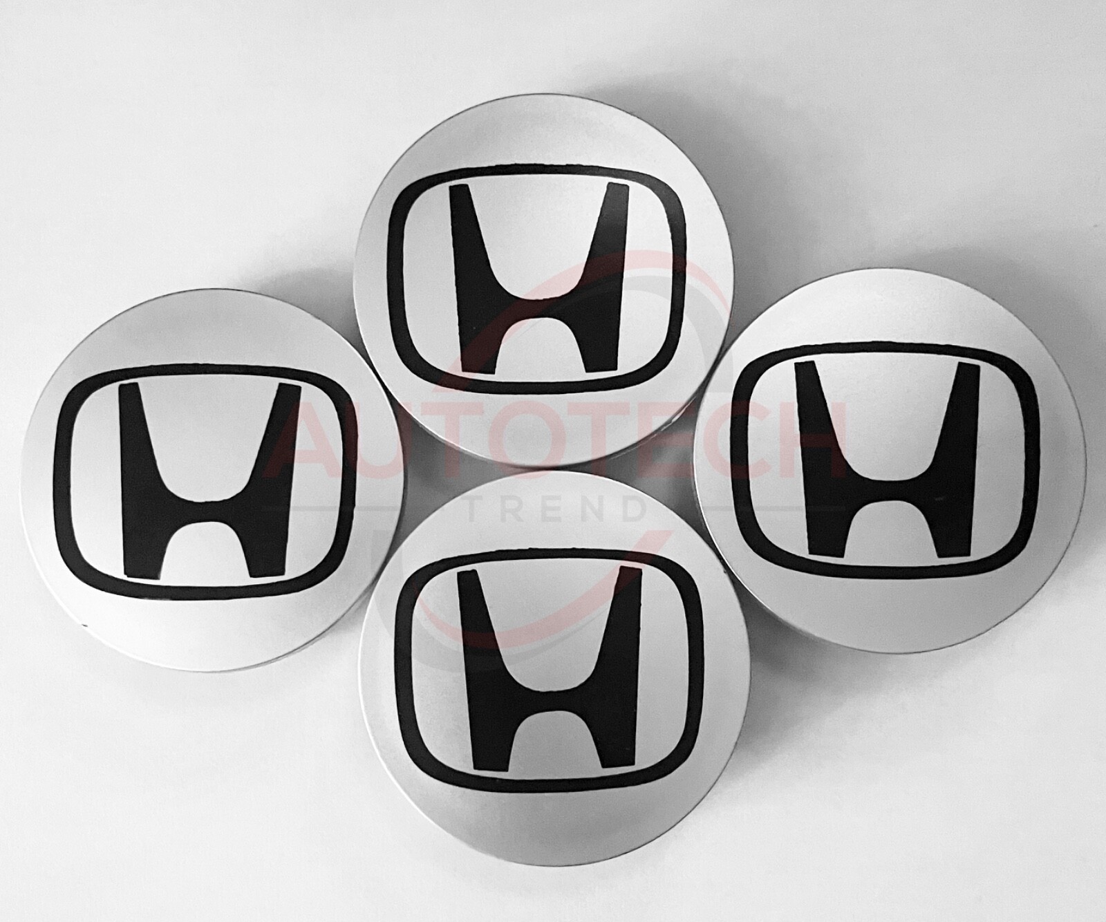 Silver/Black HONDA Set Of 4 Wheel Center Caps 69MM