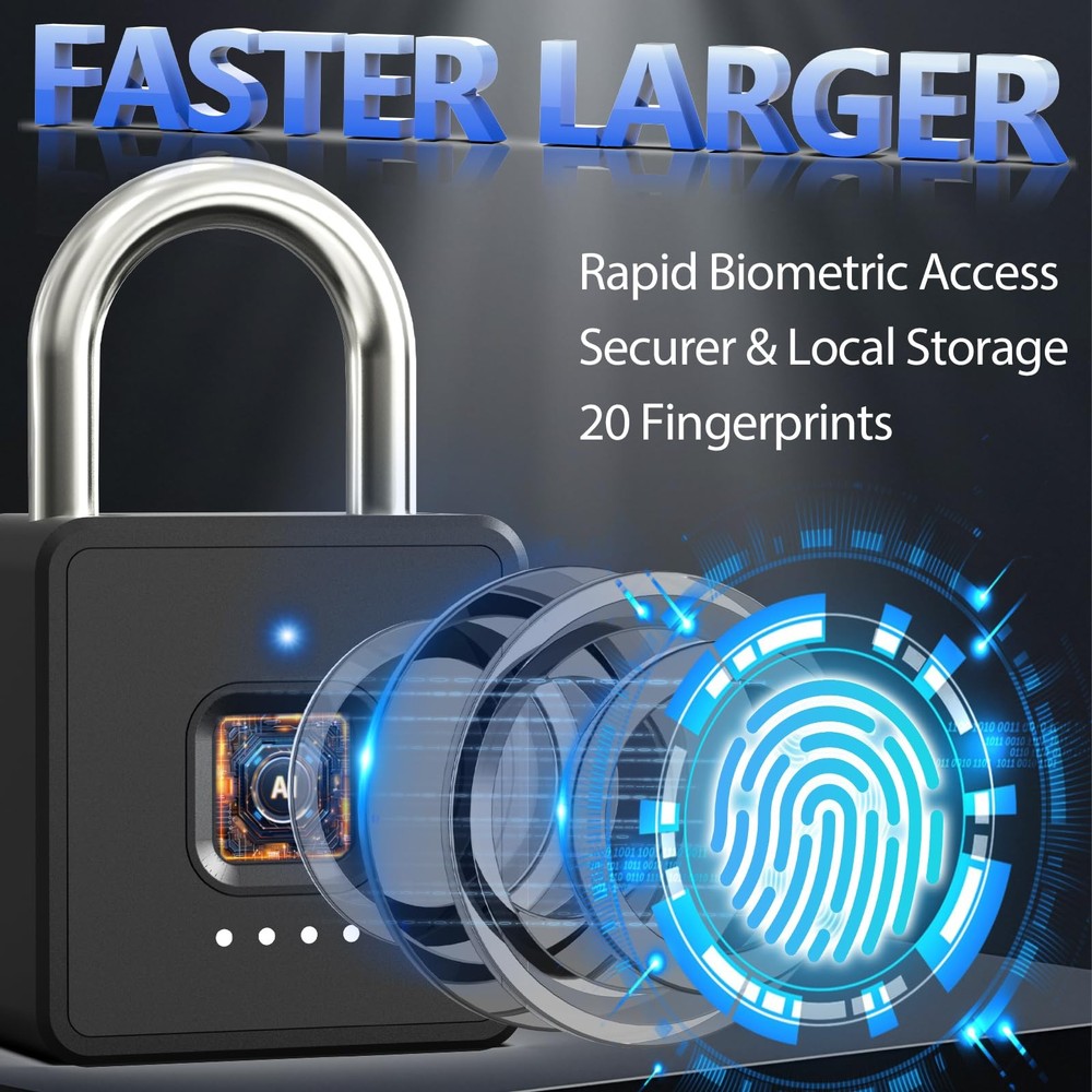 Fingerprint Padlock with , Combination Lock for Locker with Bluetooth APP Acc...