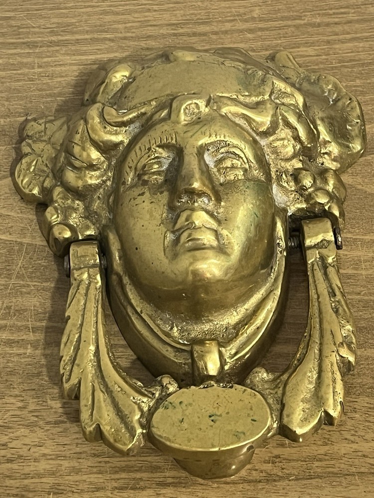 Vintage Solid Brass Grecian Goddess Door Knocker