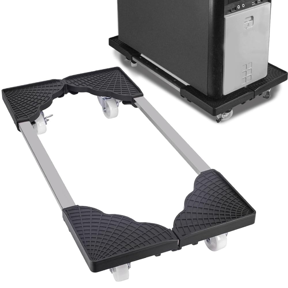 Niciksty Adjustable Mobile CPU Stand, Ventilated Computer Tower Stand Black