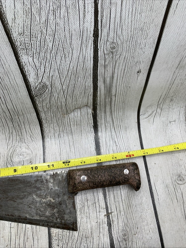 Antique Primitive Hand Forged Hog Splitter Cleaver - Large Triangle