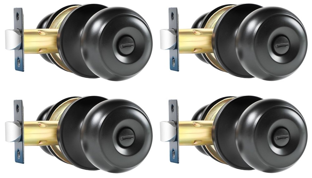 KAMOTA Privacy Door Knobs, 4 Pack Matte Black Heavy-Duty Door Knobs, Interior...