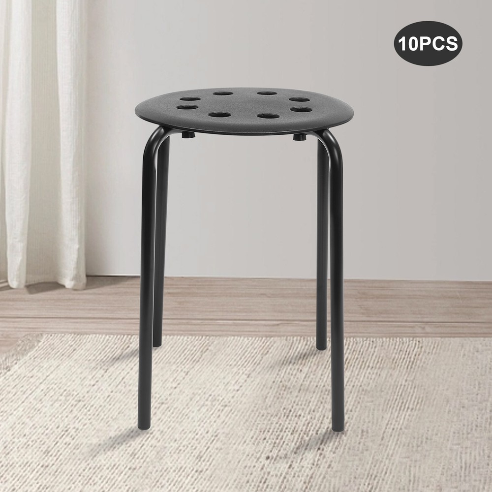 Set of 10 Portable Plastic Stack Stools 17.5" Height Backless Classroom Seating