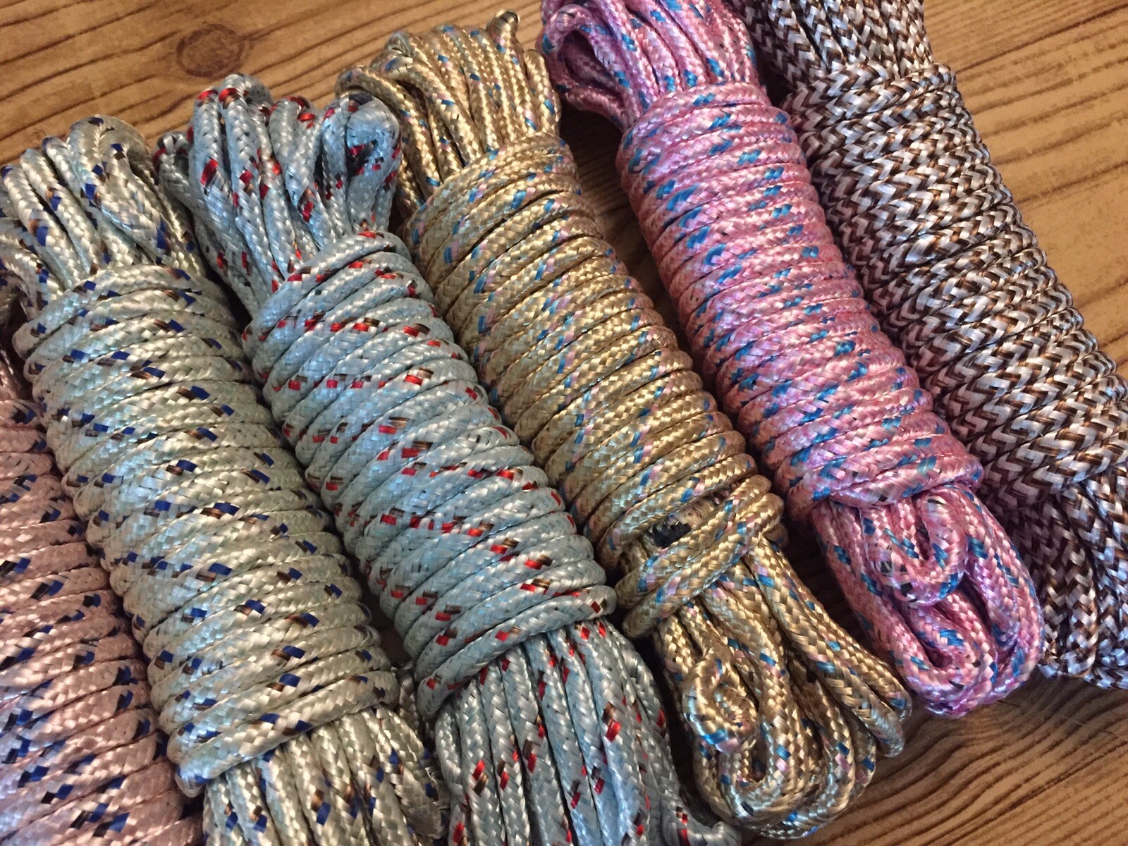 2Pcs(2x28feet)Total 56feet Nylon Clothes Line Household Rope String, Mix Colors