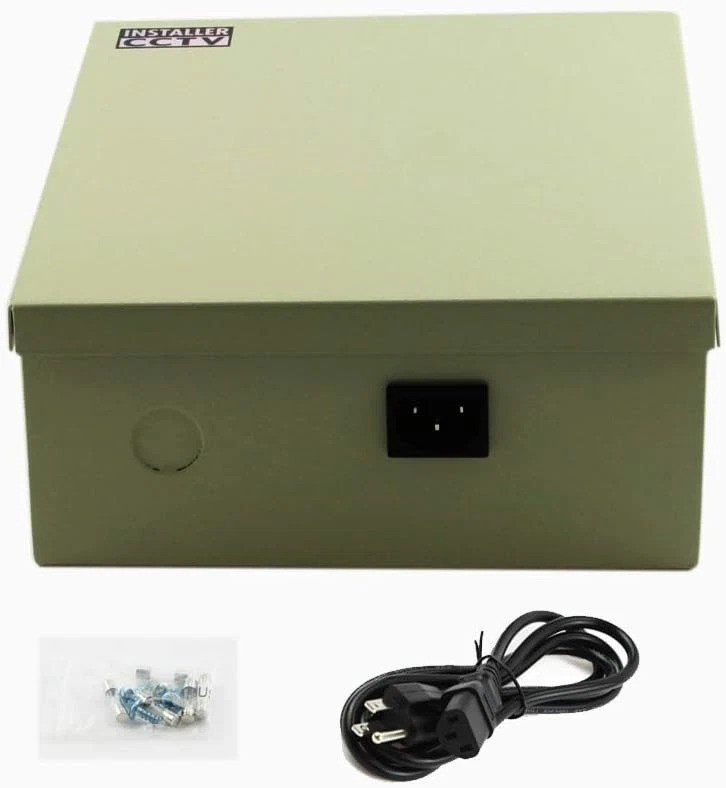 12V 12 Amp Power Supply Box with 18 Outputs for CCTV Security System - Listed