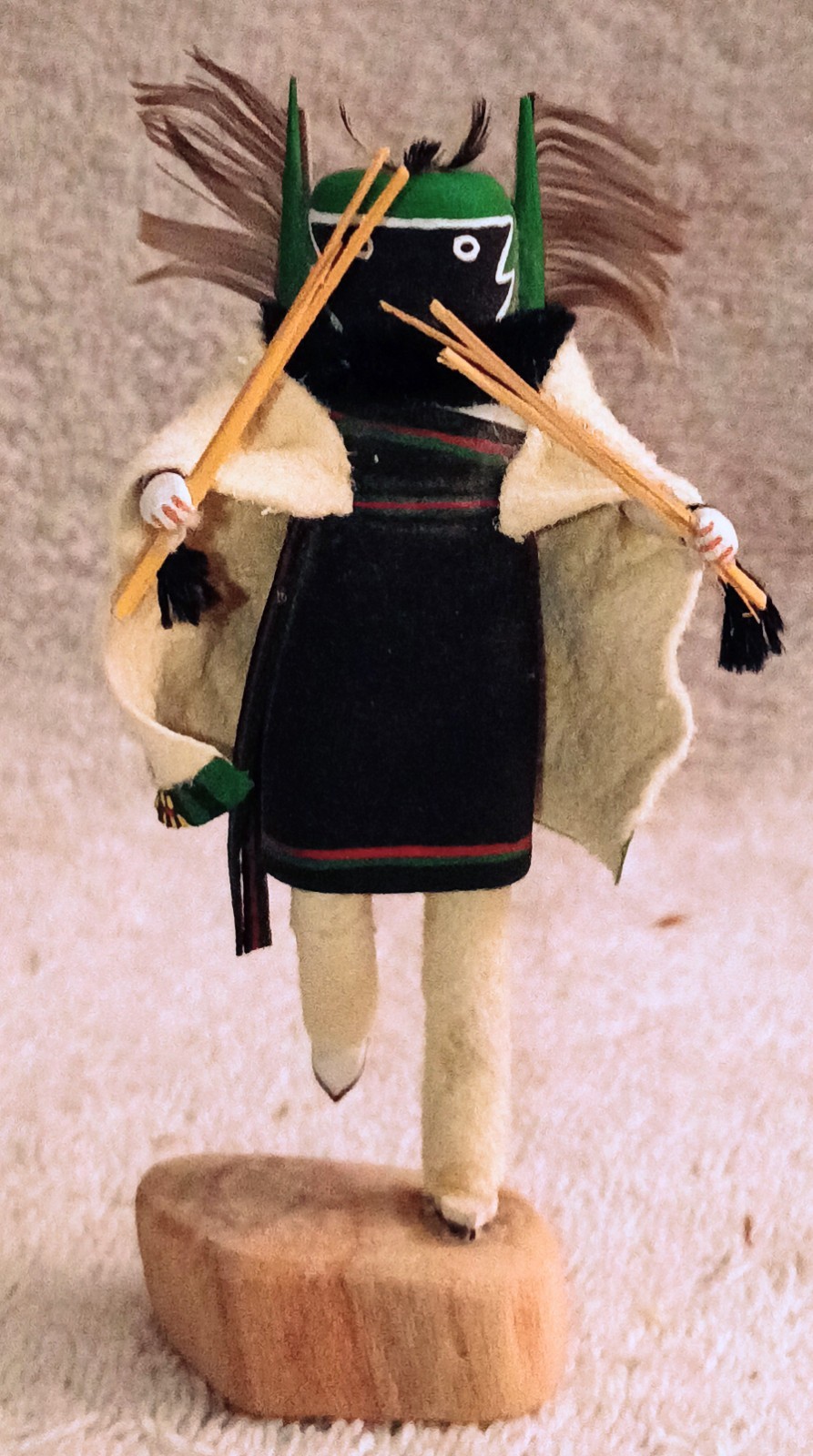 Two Miniature Hopi Kachinas Crow Mother And Bear Kachina Signed A.E. Lewis